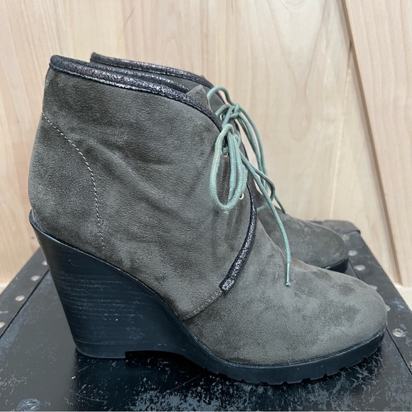 Anthropologie Vanessa Wu wedge booties Boots Size 10 Gray EU 41 - Picture 5 of 16